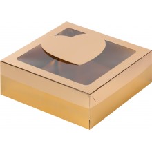 Коробка для зефира 20х20х7 c сердечком золото